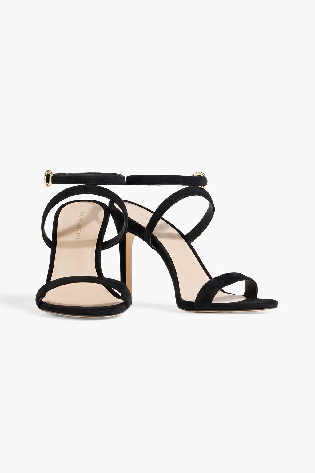 STUART WEITZMAN Crystal Buckle embellished suede sandals