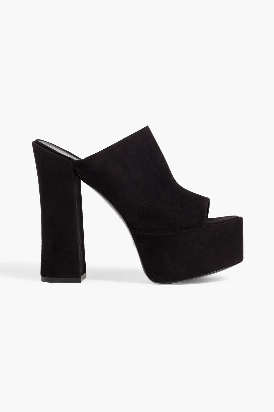 Shop Stuart Weitzman Skyhi 145 Suede Platform Mules In Black