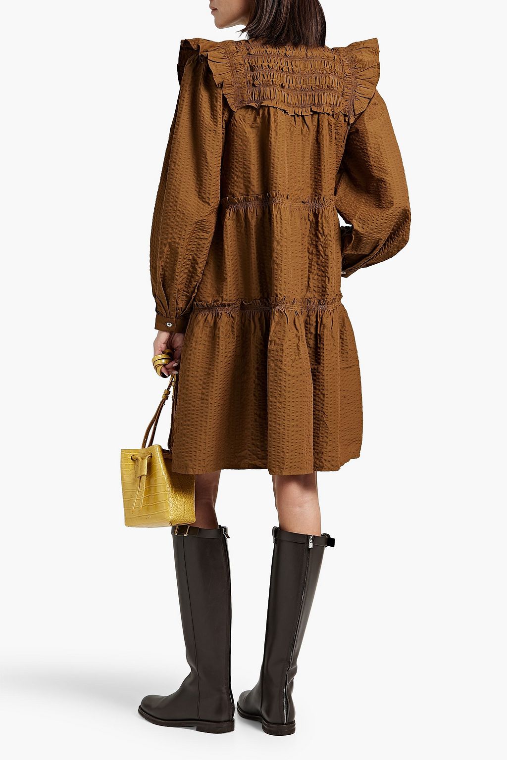 SEA Sevyn ruffled tiered seersucker mini dress