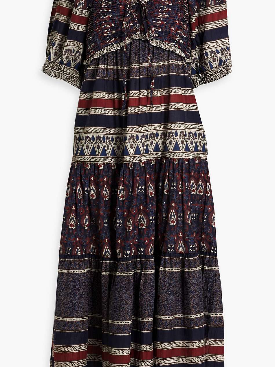 tasha tiered printed cotton-voile midi dress