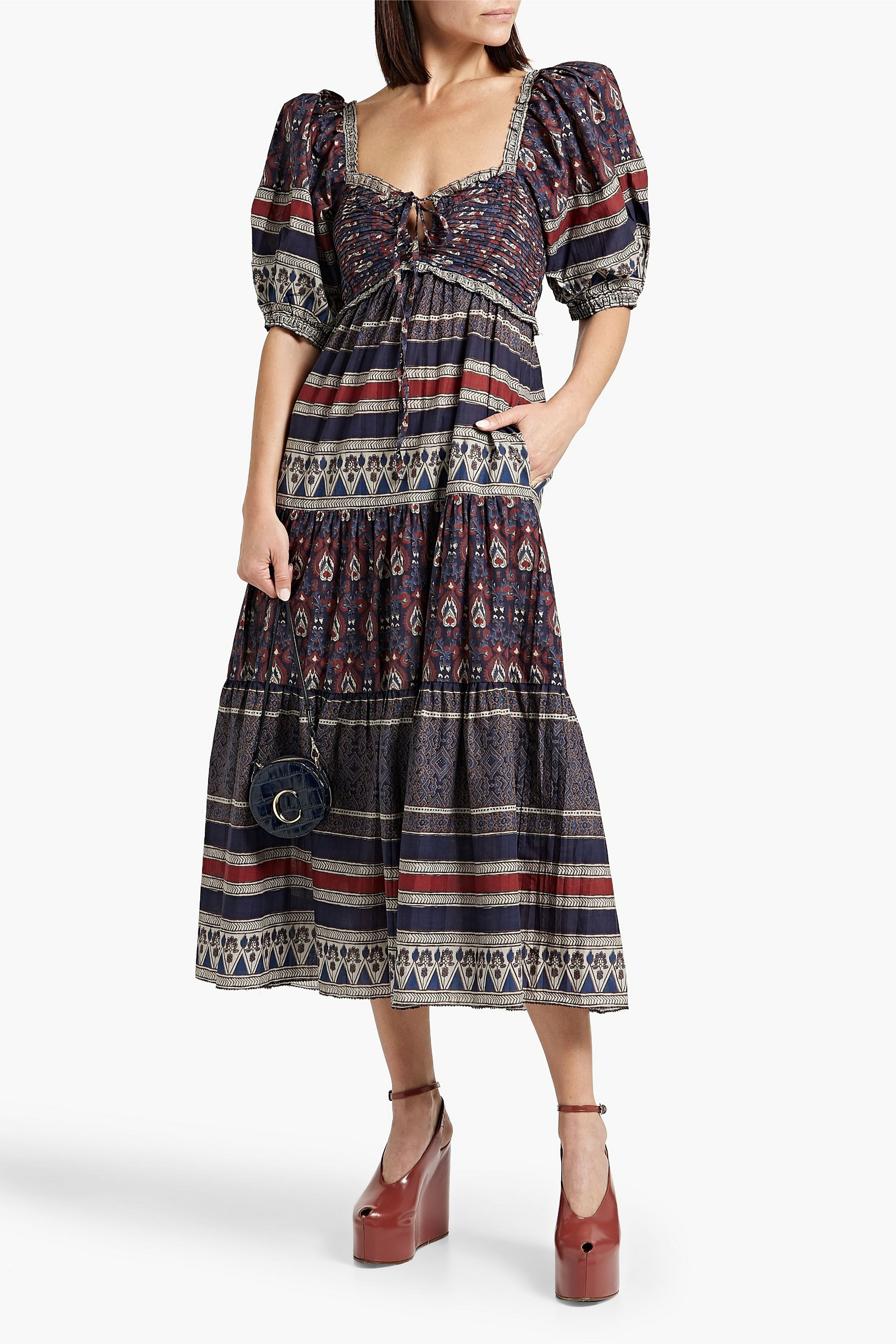 Sea Tasha tiered printed cotton-voile midi dress