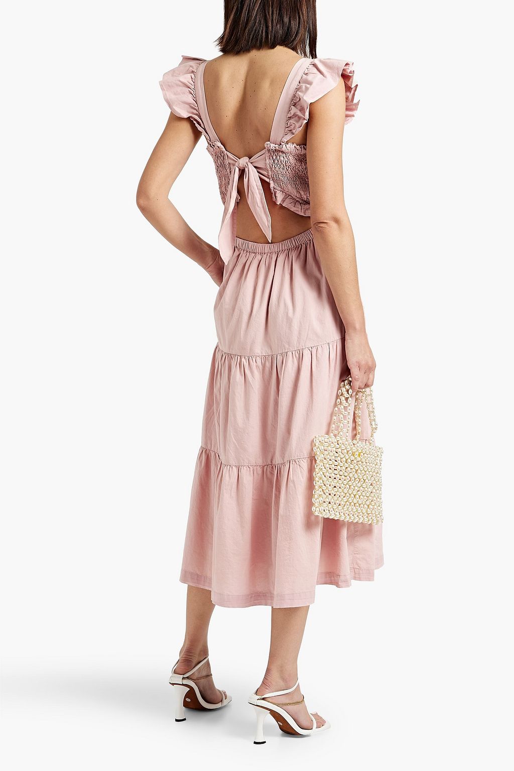 SEA Tiered smocked cotton midi dress