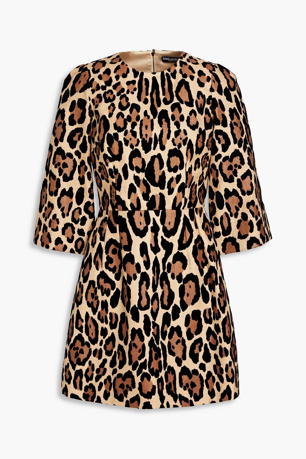 DOLCE & GABBANA Leopard-print flocked canvas mini dress