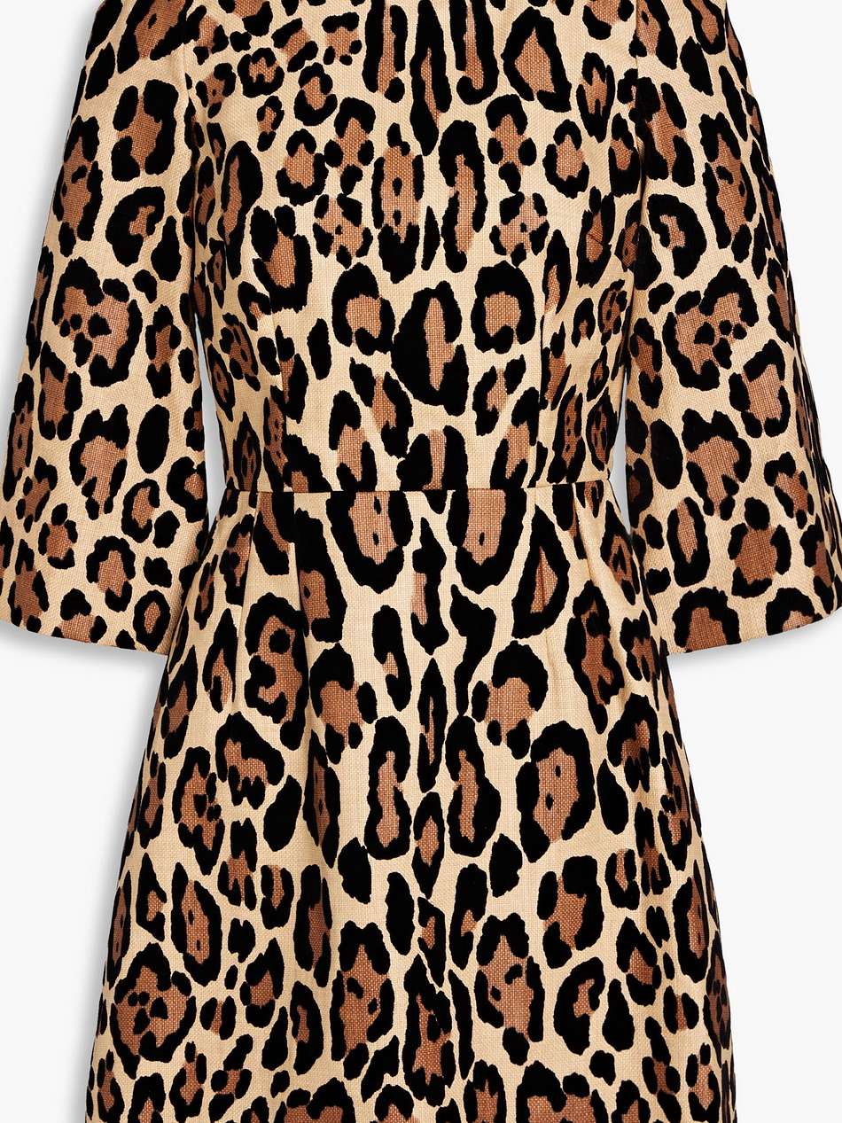 leopard-print flocked canvas mini dress