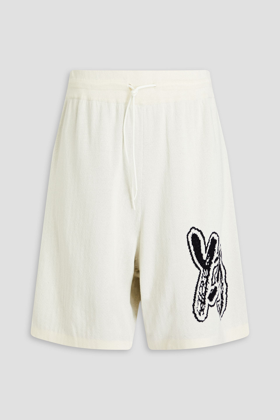 y-3 - intarsia-knit drawstring shorts - white - s