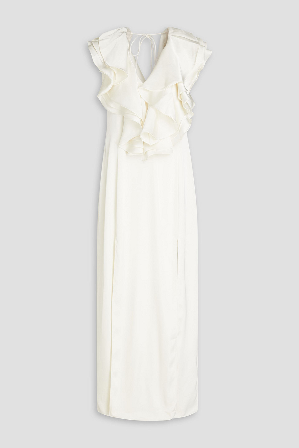 Rotate Birger Christensen Ruffled Sateen Bridal Dress In Ecru