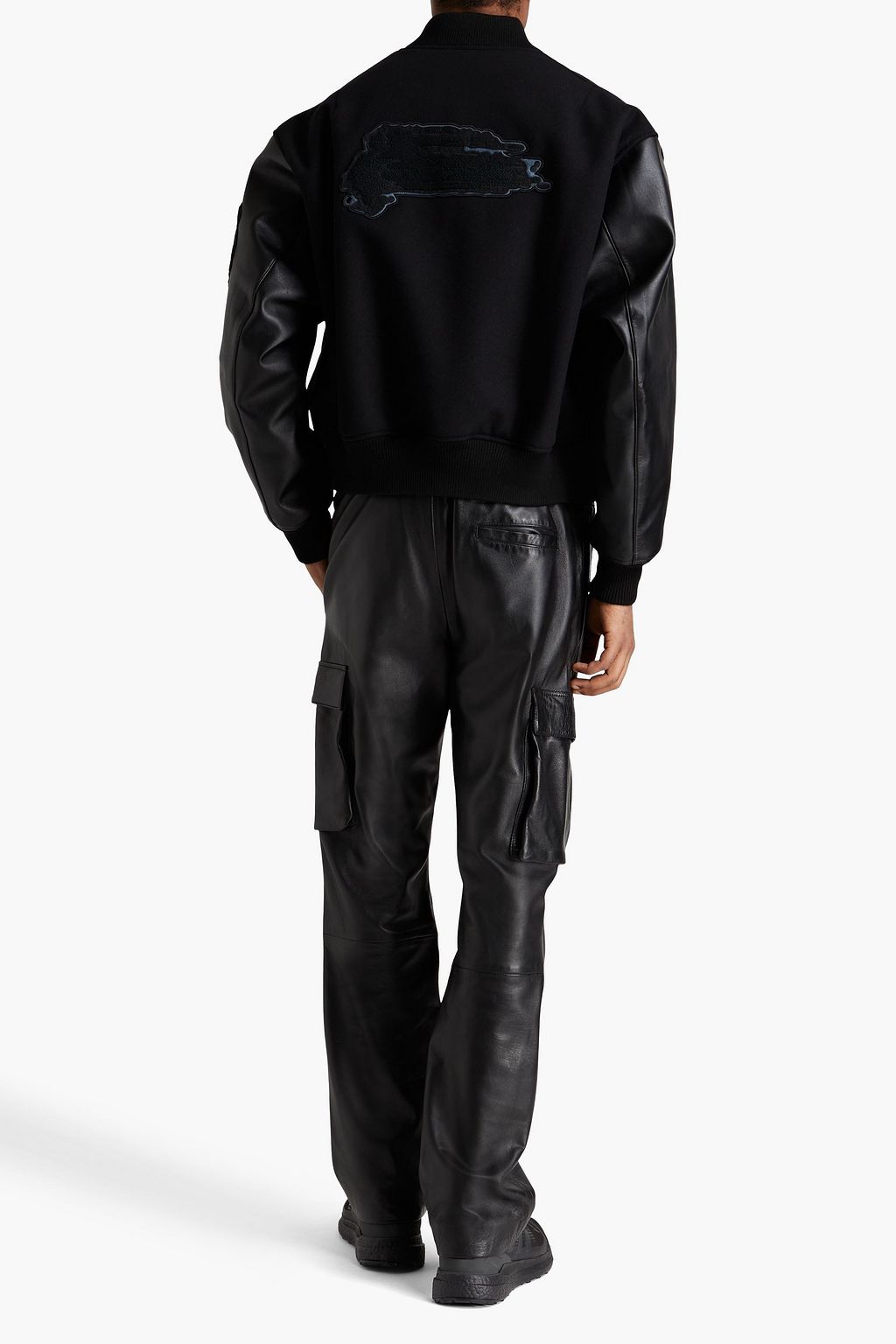 Y-3 Appliquéd felt and faux leather bomber jacket