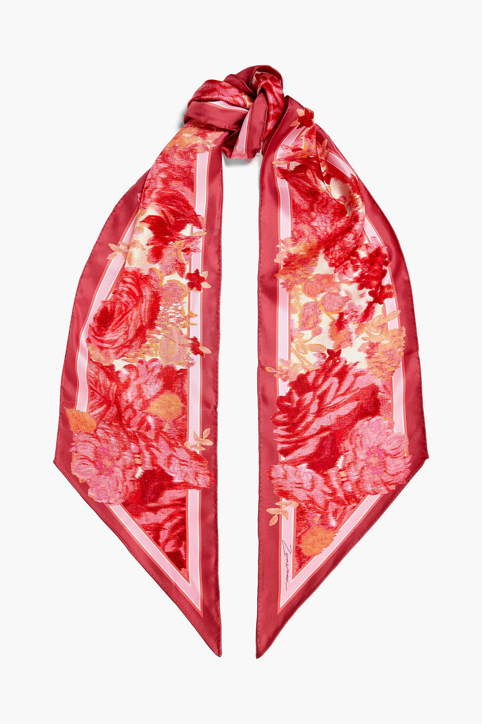 Zimmermann Floral-print Silk Scarf In Claret