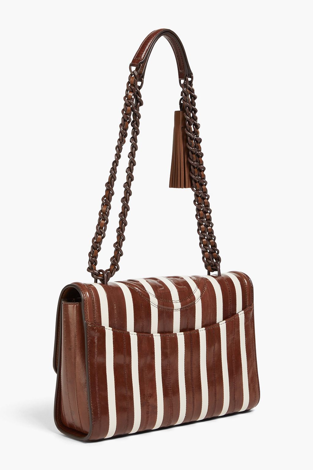 TORY BURCH Fleming patchwork, leather and eel shoulder bag