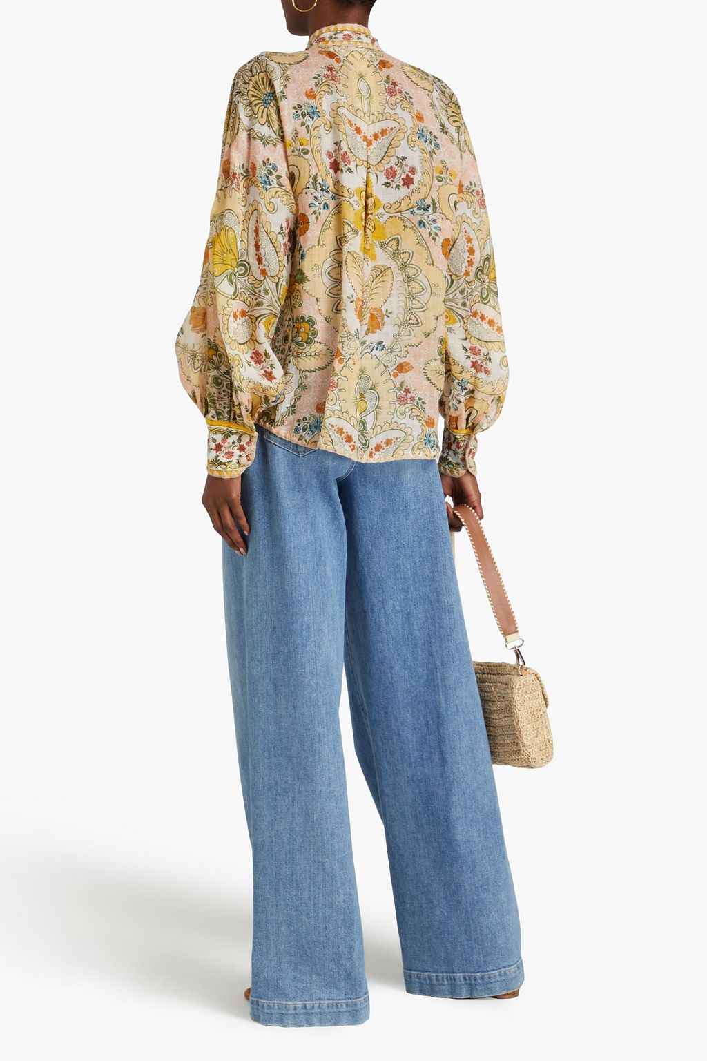 ZIMMERMANN Pussy-bow paisley-print ramie blouse