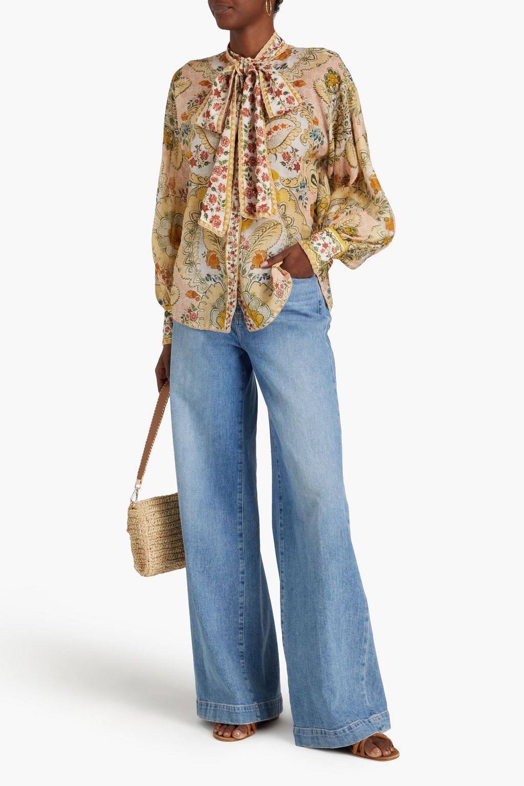 ZIMMERMANN Pussy-bow paisley-print ramie blouse