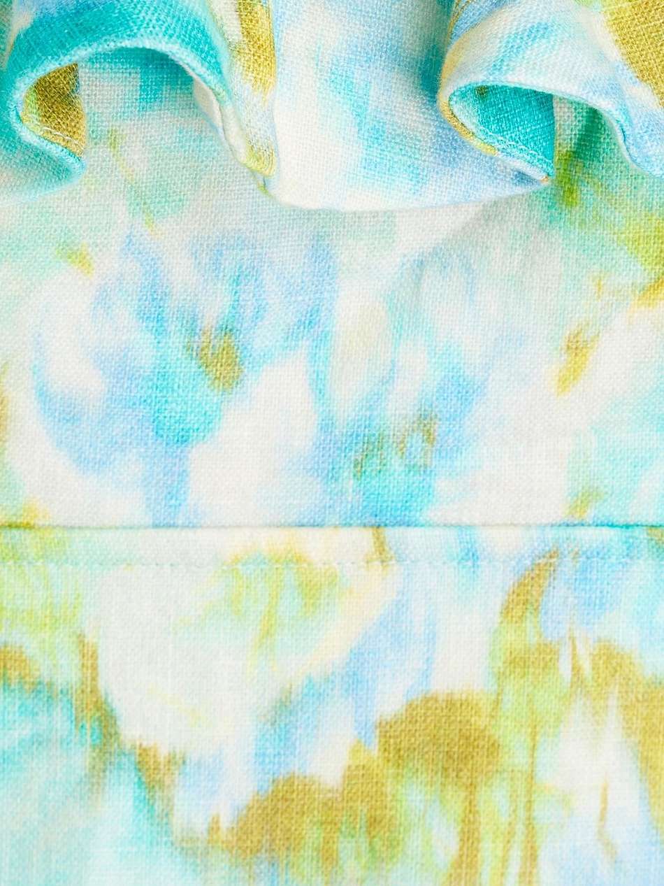 ruffled floral-print linen midi dress