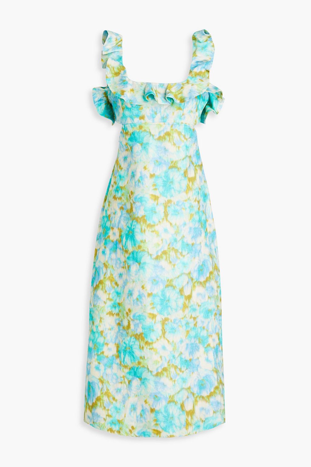 ZIMMERMANN Ruffled floral-print linen midi dress | THE OUTNET