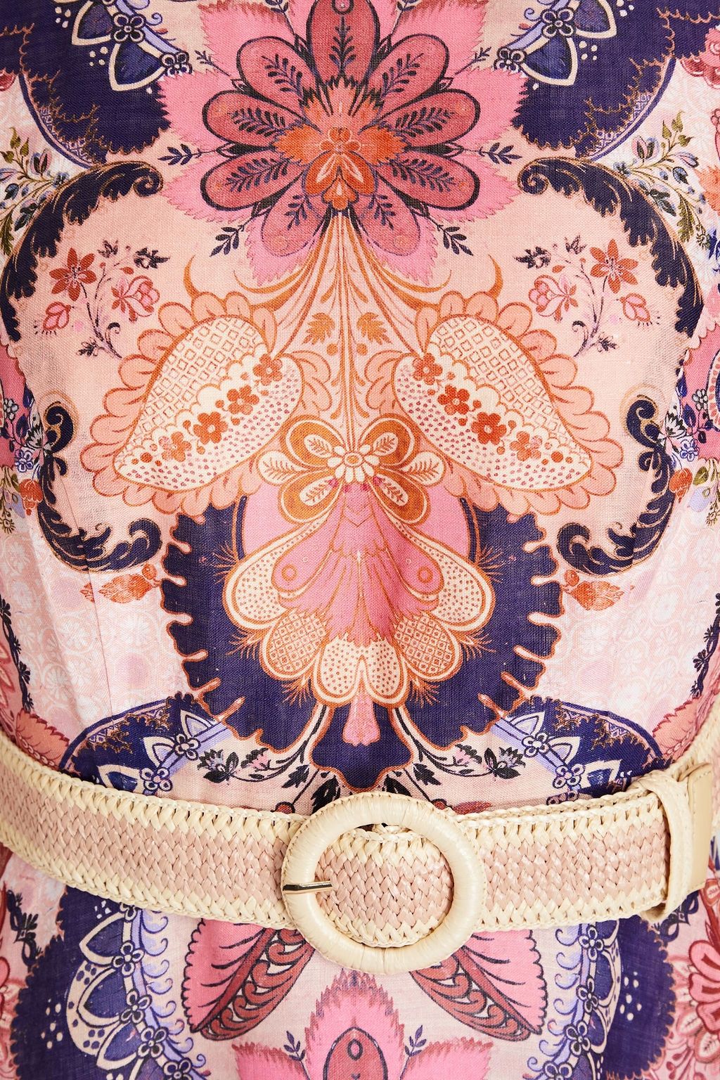ZIMMERMANN Belted paisley-print linen midi dress