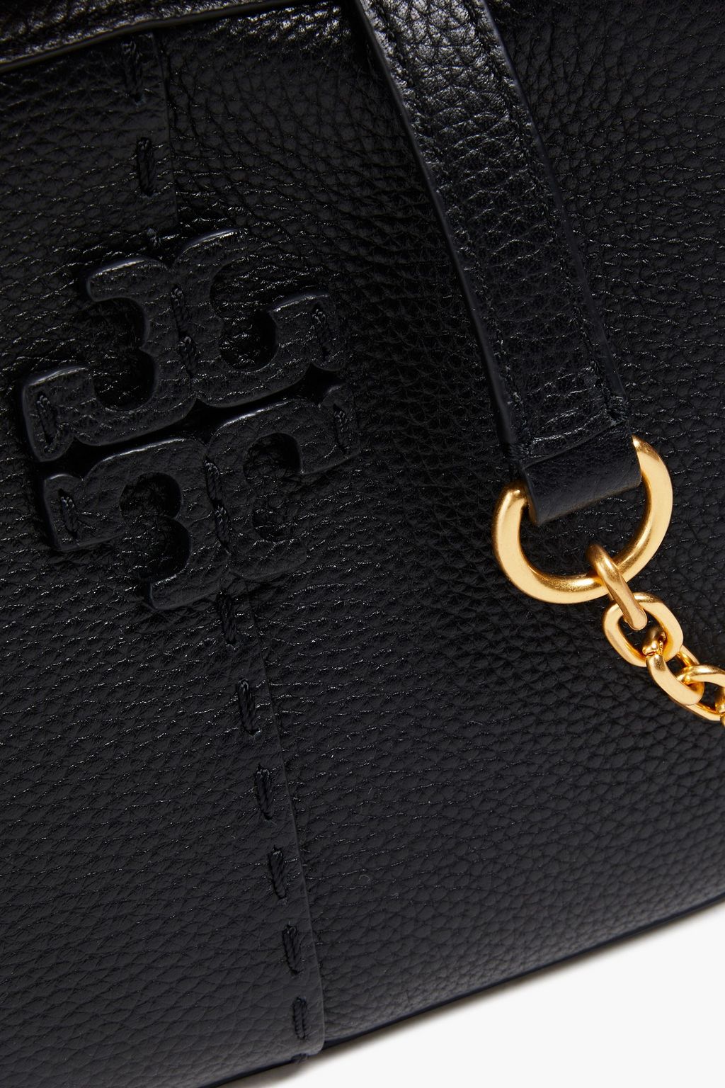 TORY BURCH McGraw appliquéd pebbled-leather shoulder bag