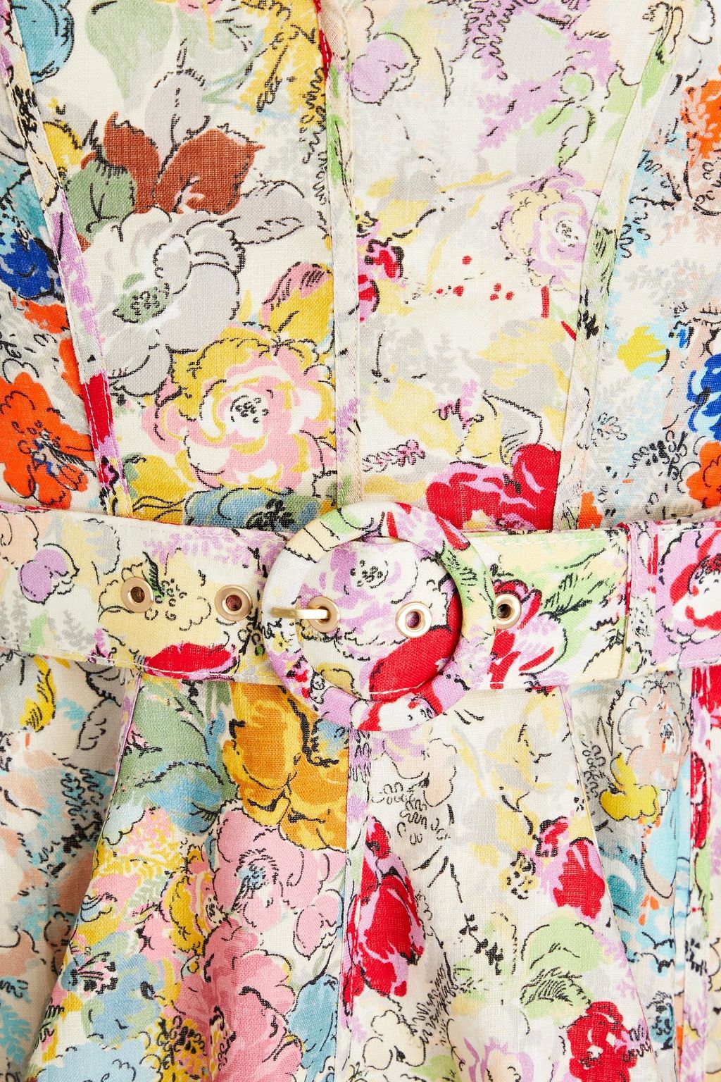 ZIMMERMANN Belted floral-print linen mini dress