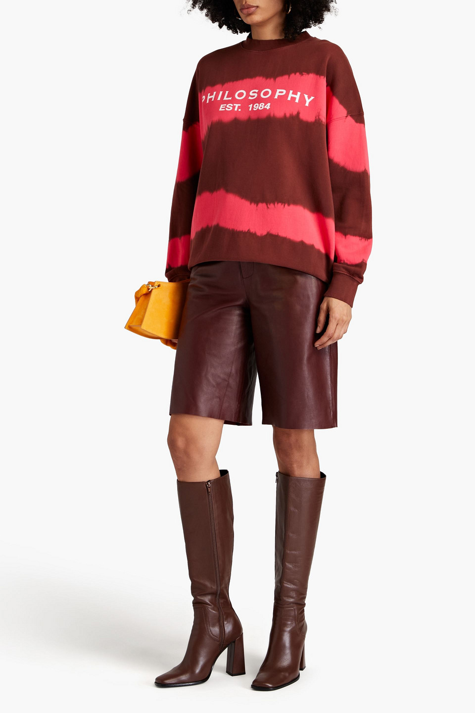 Shop Philosophy Di Lorenzo Serafini Printed French Cotton-terry Sweatshirt In Merlot