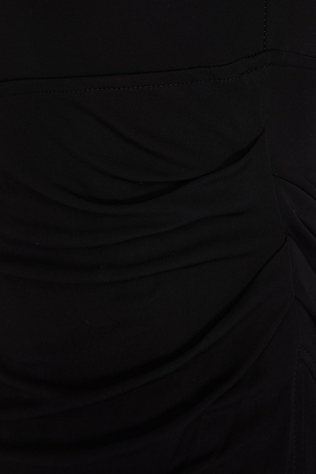 HELMUT LANG فستان متوسط الطول بكتف واحد مصنوع من الجيرسي بتصميم درابيه ومزين بسحّابات