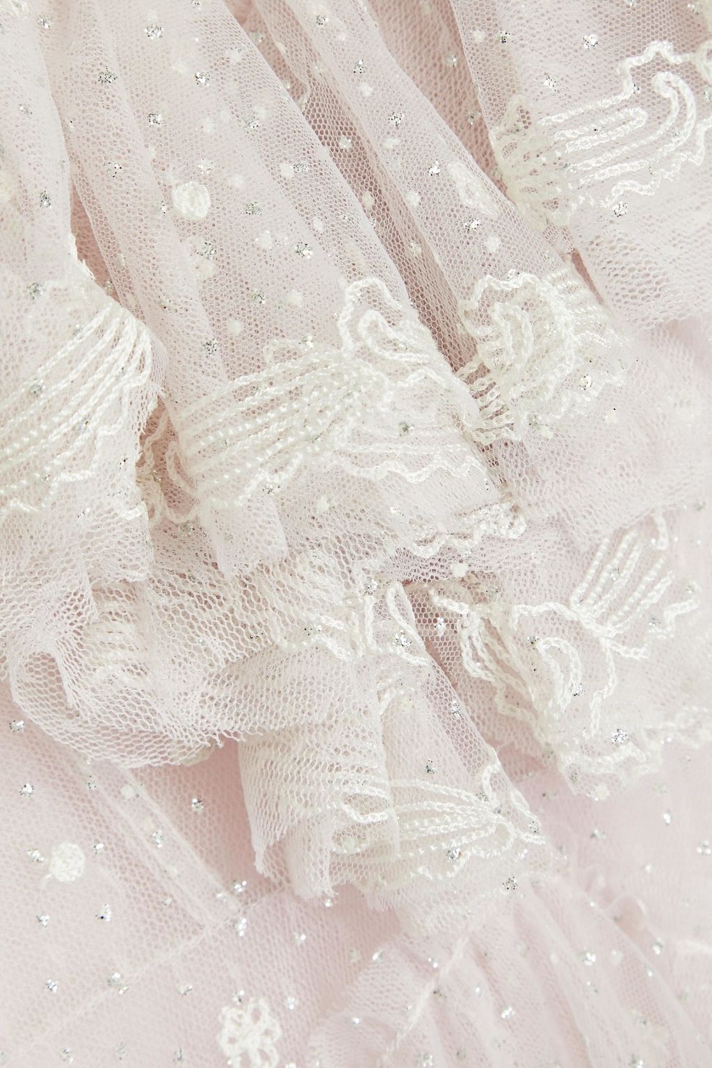PHILOSOPHY DI LORENZO SERAFINI Kleid aus Point d'Esprit mit Glitter-Finish und Rüschen