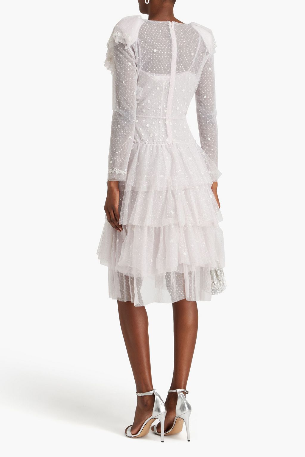PHILOSOPHY DI LORENZO SERAFINI Kleid aus Point d'Esprit mit Glitter-Finish und Rüschen