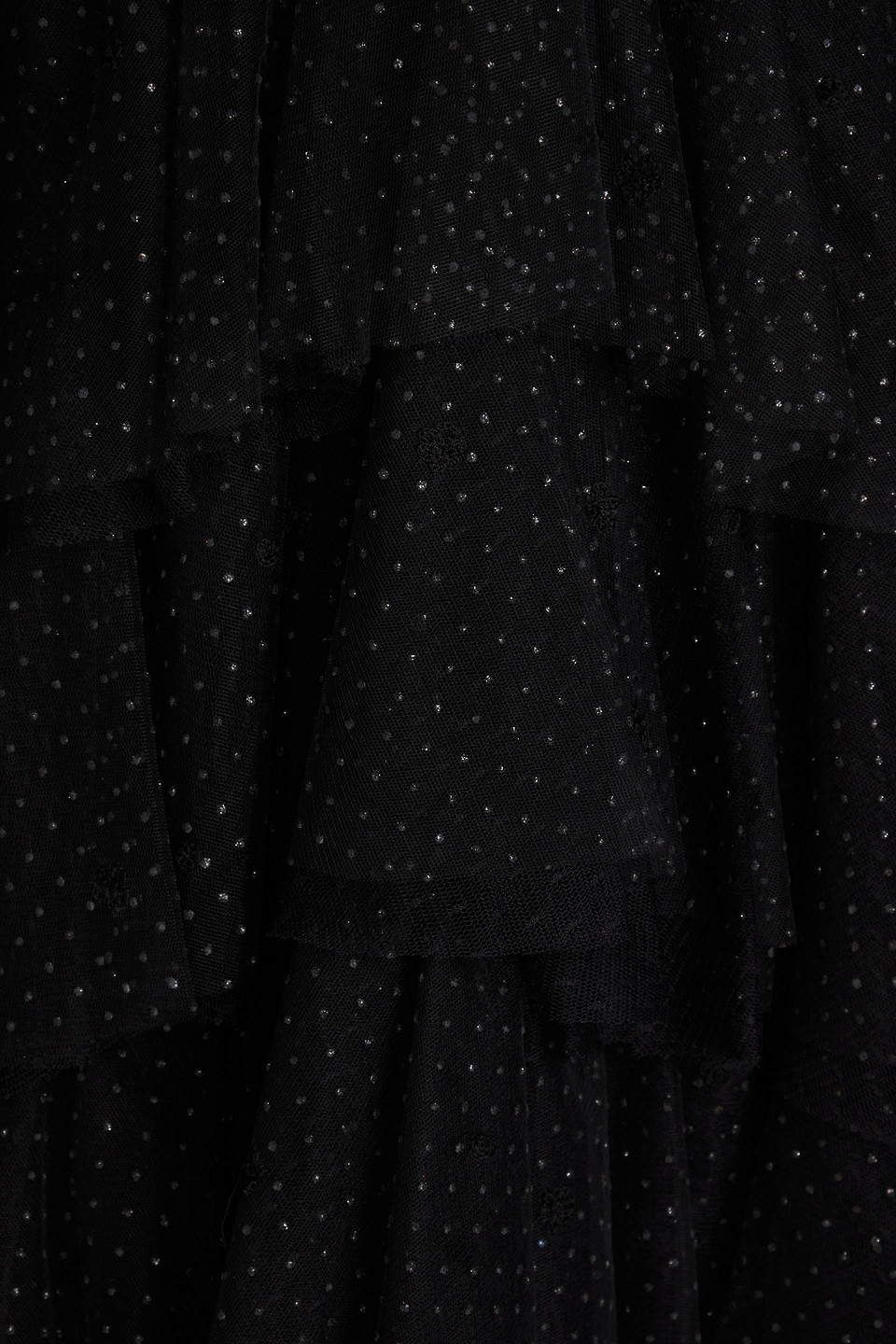 Philosophy Di Lorenzo Serafini Ruffled Glittered Point D'esprit Dress In Black