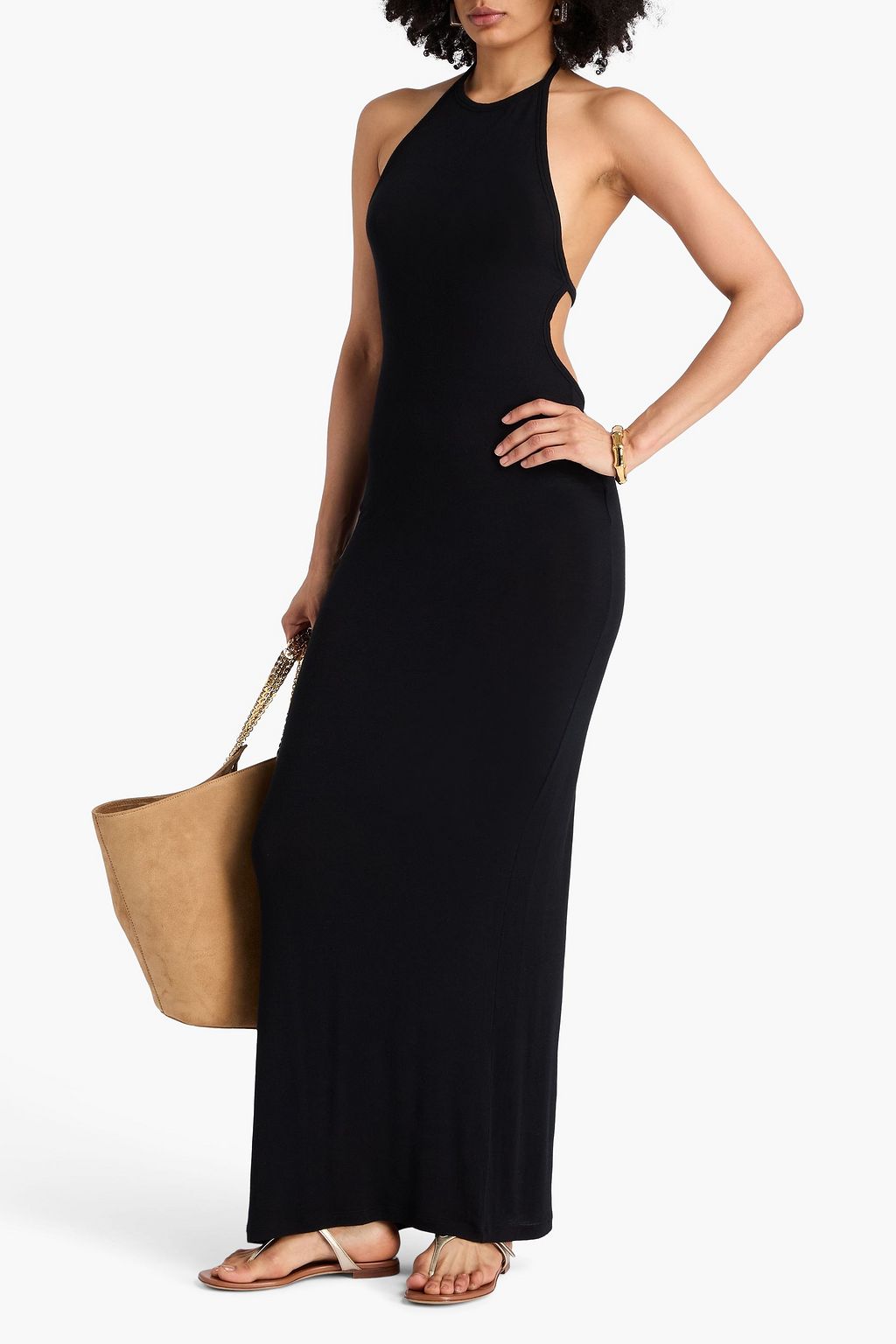 SAINT LAURENT Jersey halterneck maxi dress