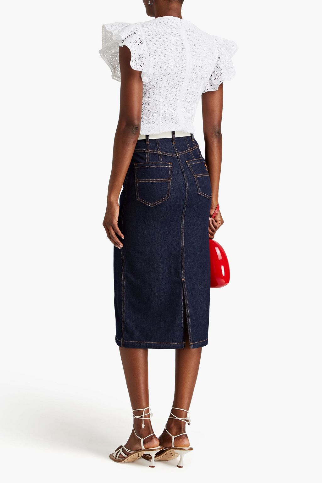 PHILOSOPHY DI LORENZO SERAFINI Ruffled broderie anglaise cotton-blend top