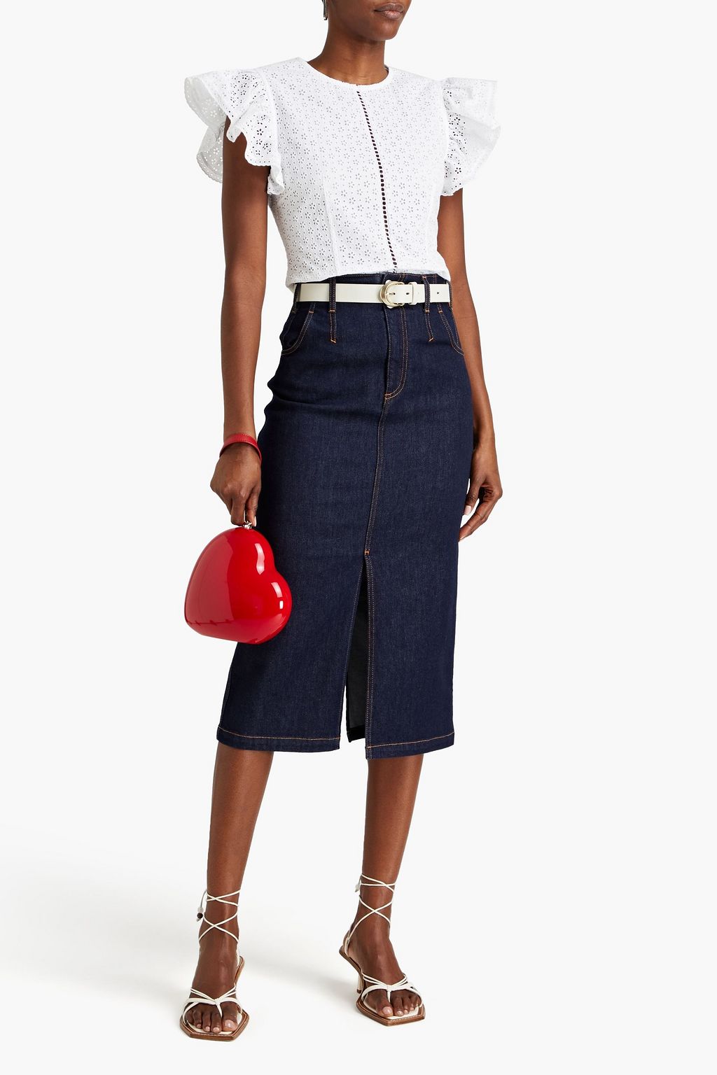 PHILOSOPHY DI LORENZO SERAFINI Ruffled broderie anglaise cotton-blend top