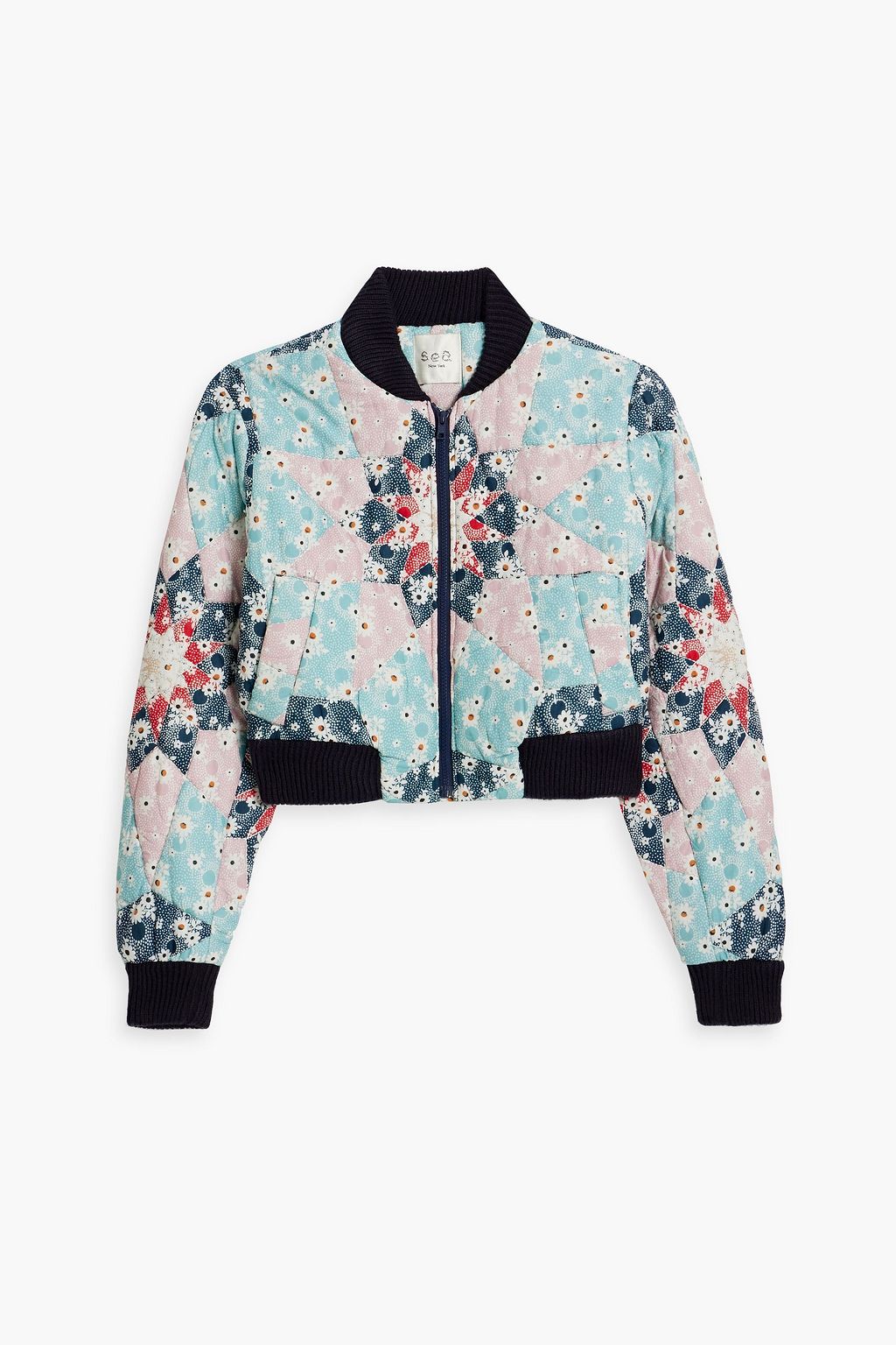 SEA Talia quilted patchwork printed cotton bomber jacket | THE OUTNET