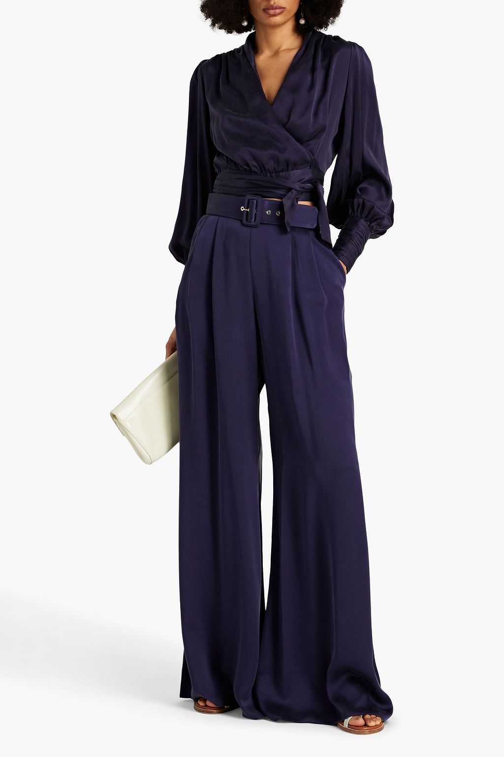 ZIMMERMANN Cropped washed-silk wrap top