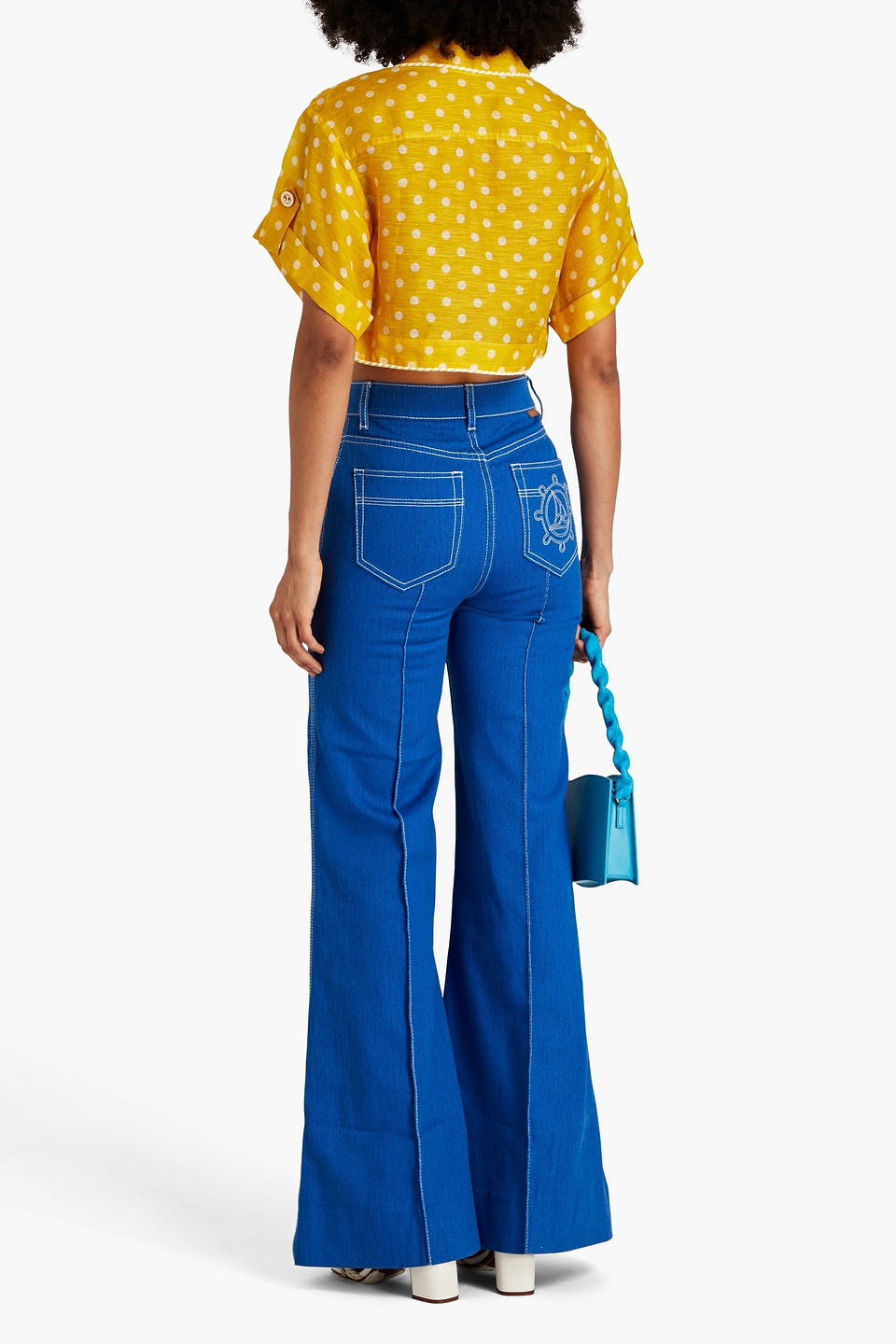 Zimmermann High Tide Polka Dot-print Voile Cropped Top In Yellow