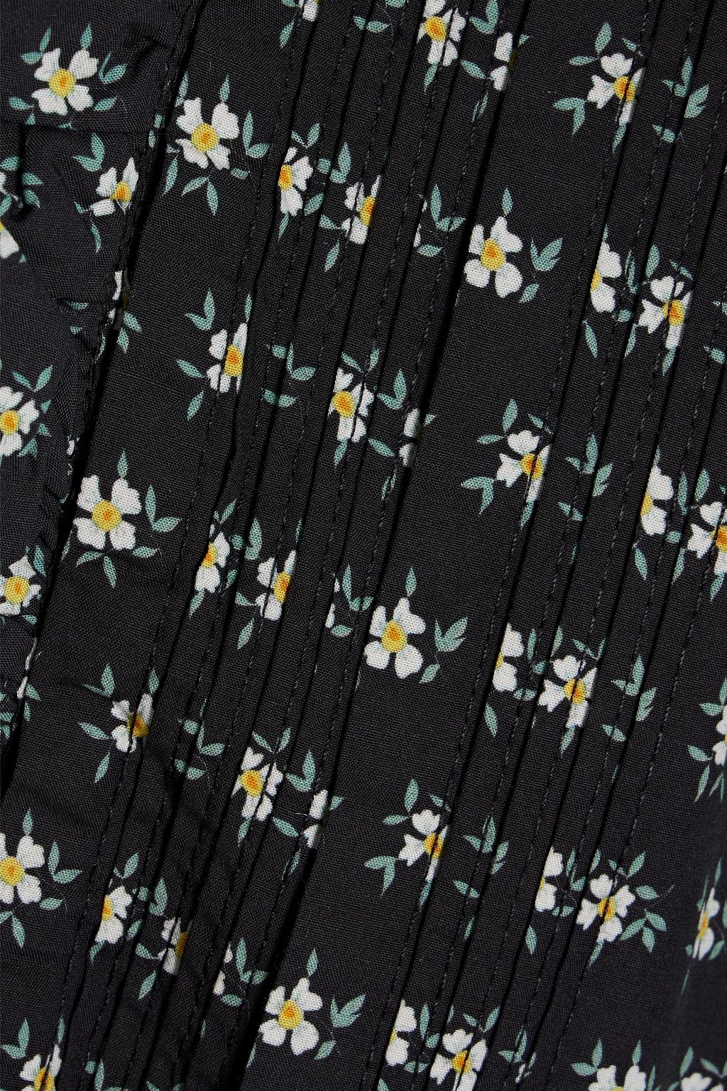SEA Pascala scalloped floral-print cotton top