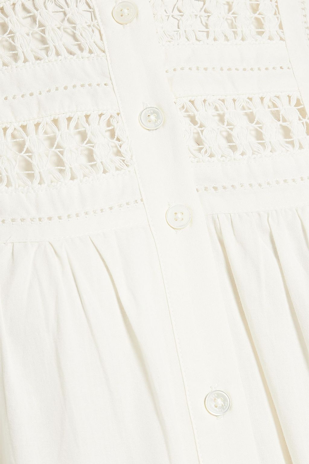 SEA Tiered macramé-paneled cotton-poplin midi dress