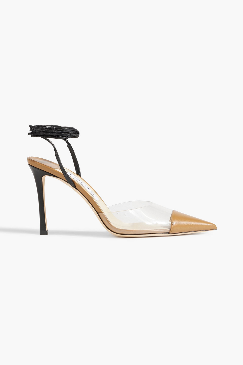 Jimmy Choo Farley 95 Pvc And Leather Pumps In Camel