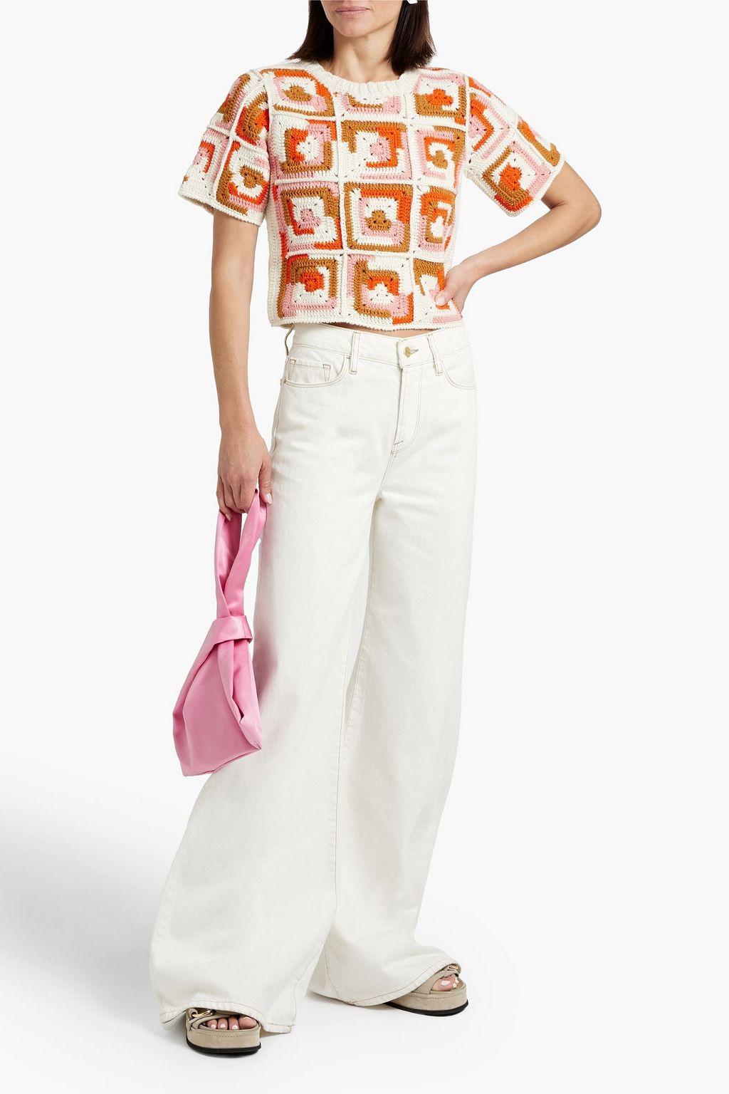 SEA Cropped crocheted cotton top