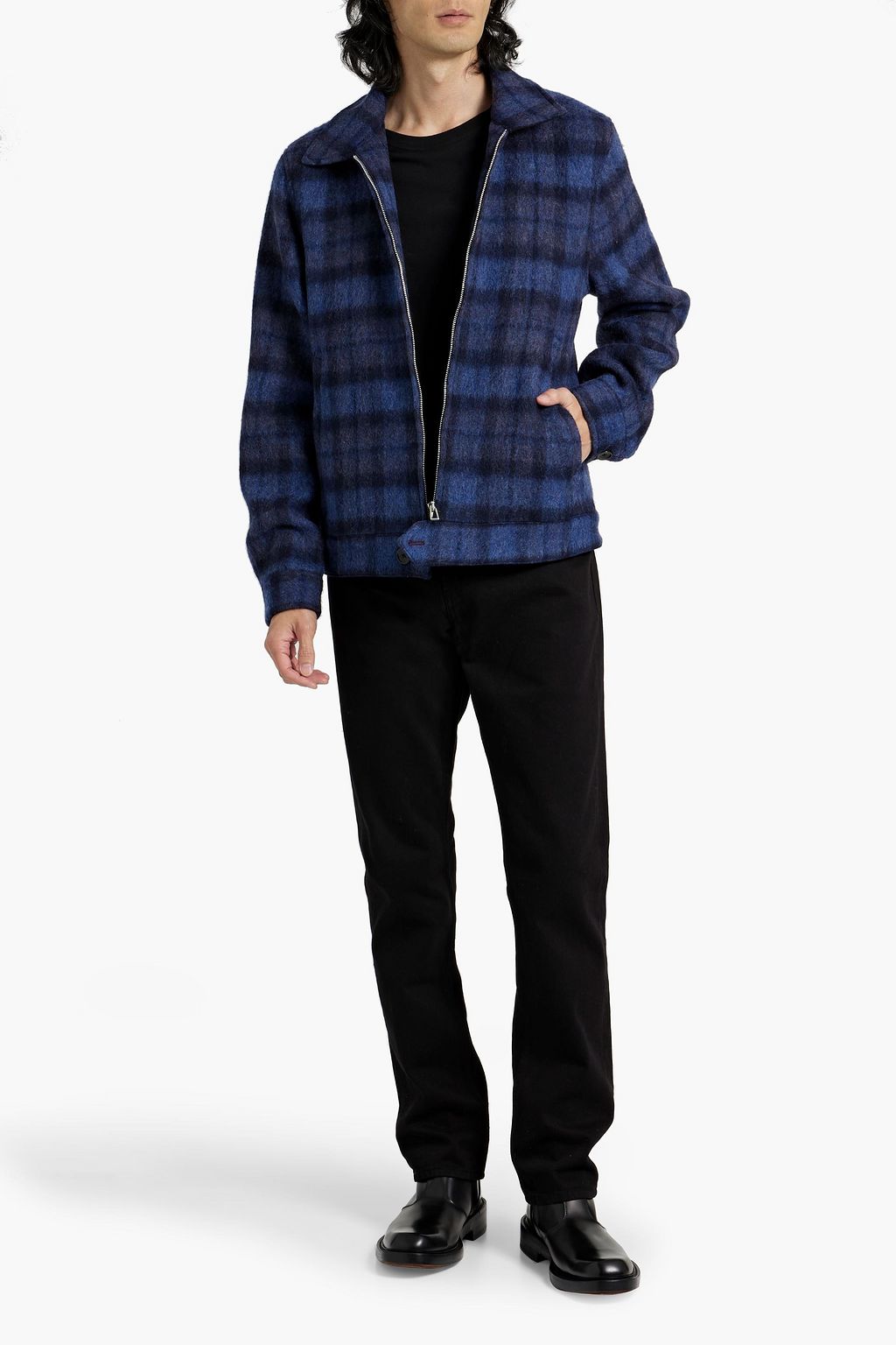 PS PAUL SMITH Harrington checked wool-blend felt jacket