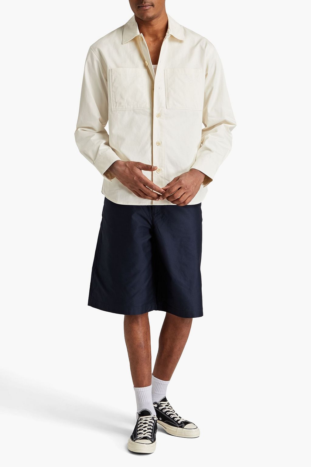 MAISON KITSUNÉ Embroidered cotton-twill shirt