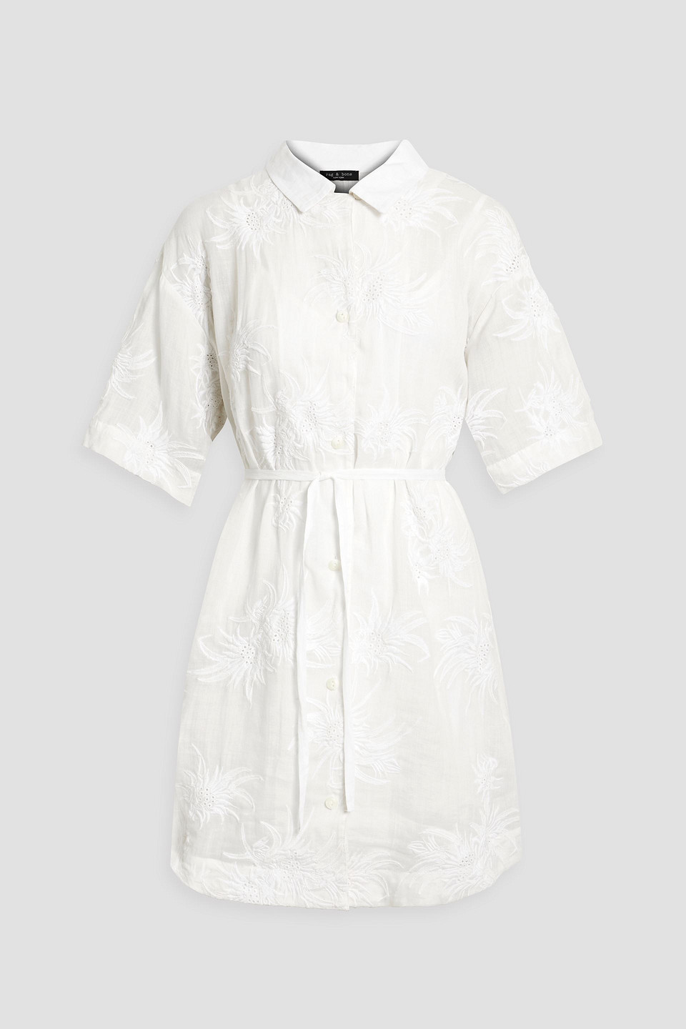 Reed broderie anglaise ramie mini shirt dress