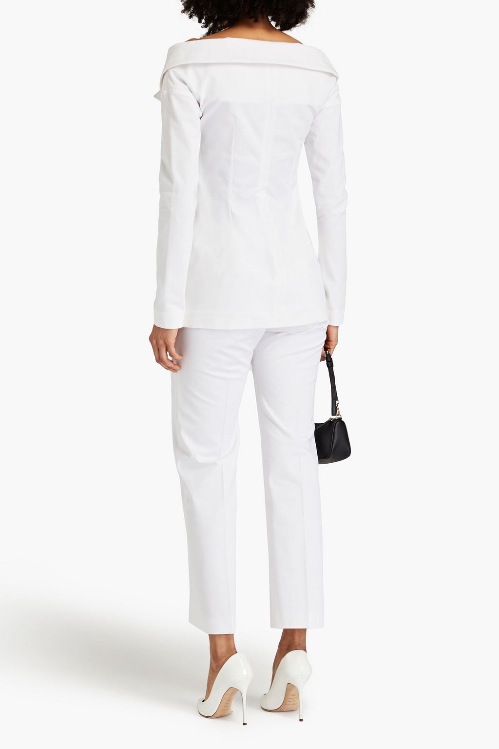 PHILOSOPHY DI LORENZO SERAFINI Schulterfreie doppelreihige Jacke aus Twill aus einer Baumwollmischung