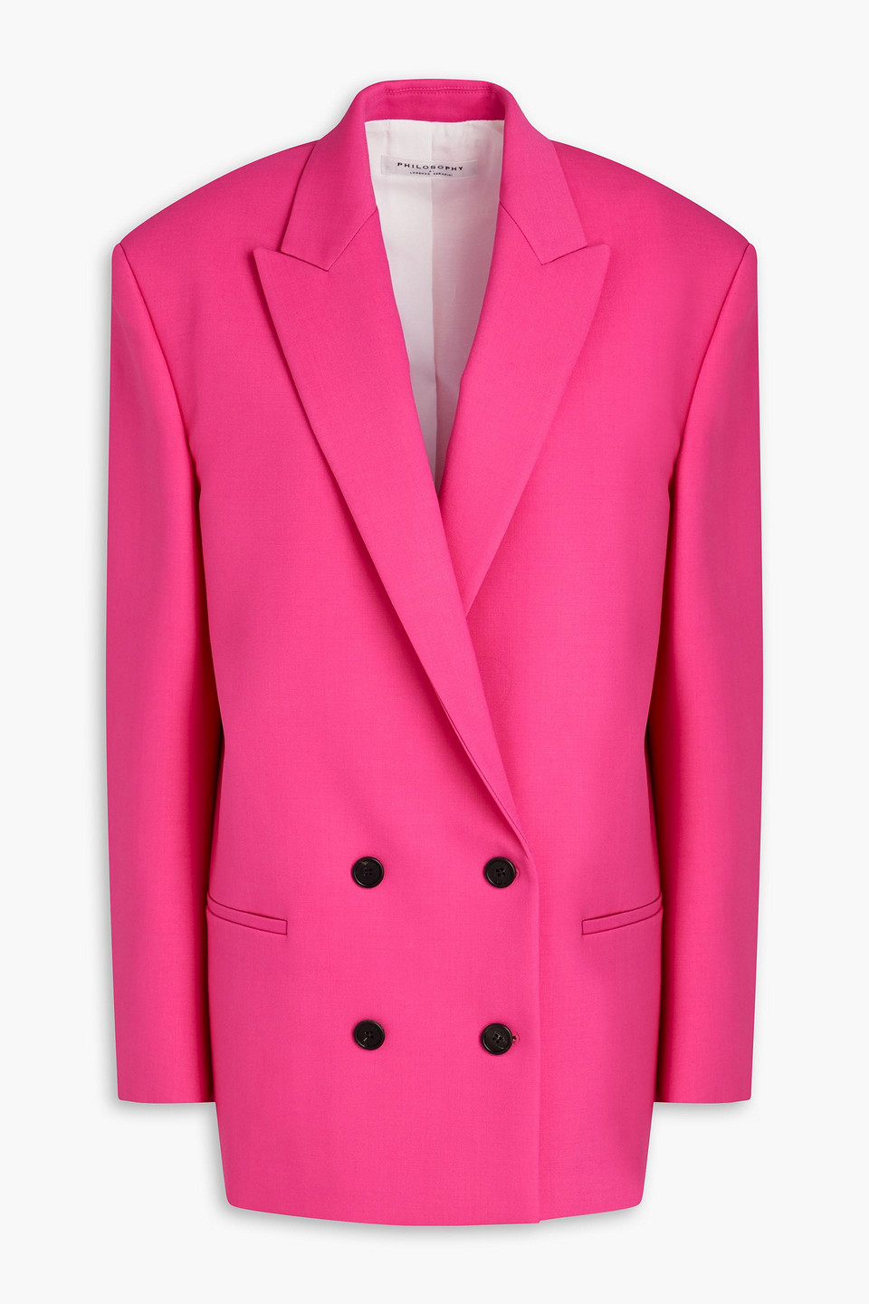 Philosophy Di Lorenzo Serafini Double-breasted Wool-blend Blazer In Bright Pink