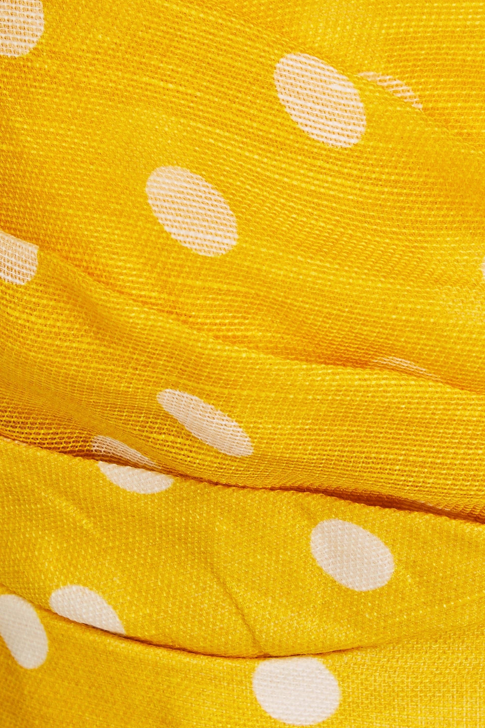 Shop Zimmermann Pleated Polka-dot Linen And Silk-blend Bra Top In Yellow