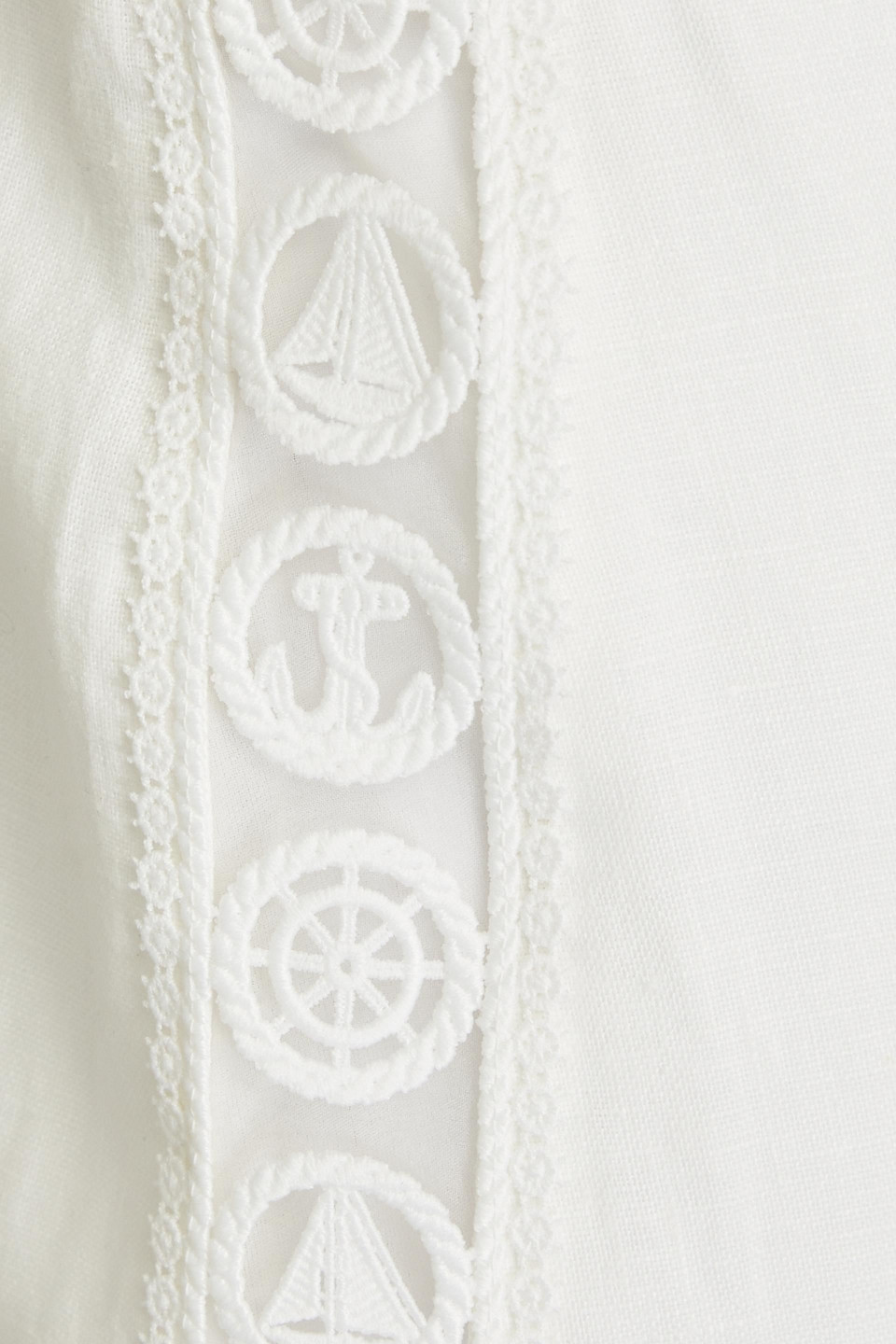 Zimmermann Cropped Guipure Lace And Linen Straight-leg Pants In Ecru