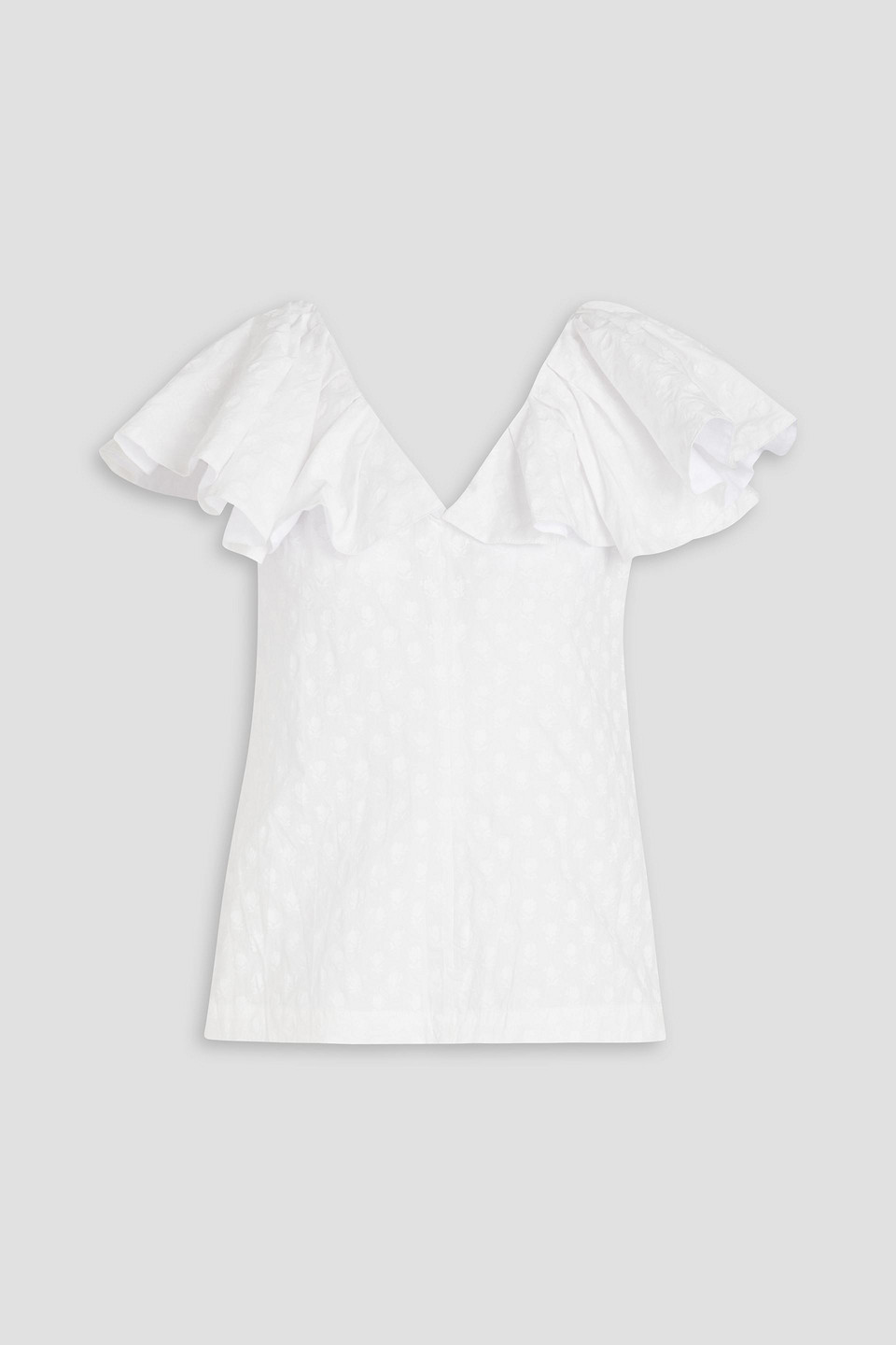 Philosophy Di Lorenzo Serafini Ruffled Floral-print Cotton Top In White