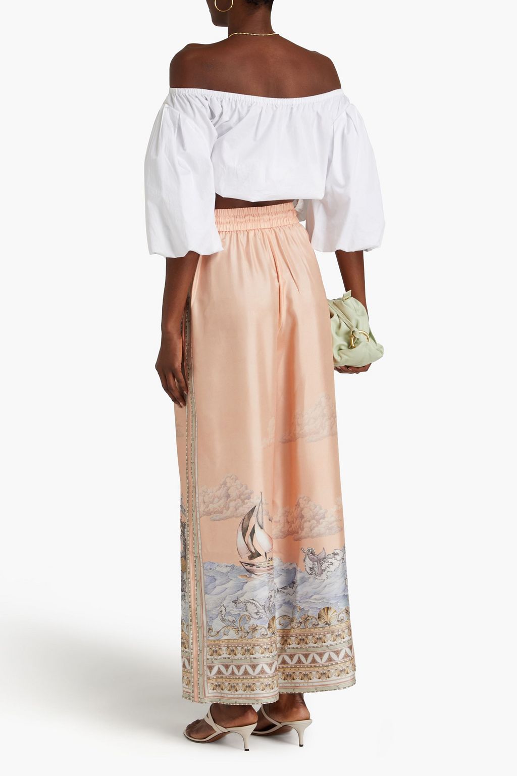 ZIMMERMANN Printed silk-twill wide-leg pants