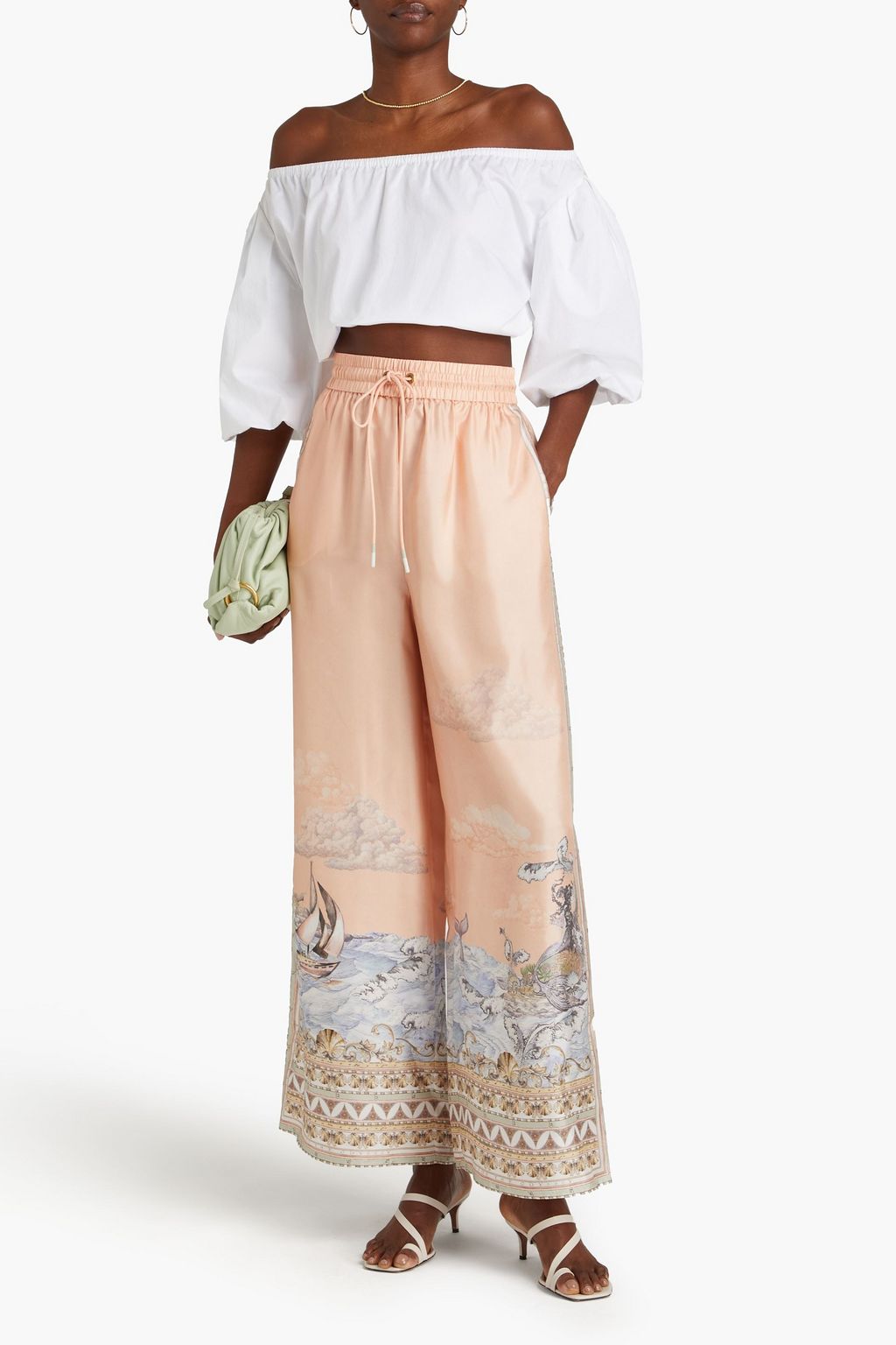 ZIMMERMANN Printed silk-twill wide-leg pants