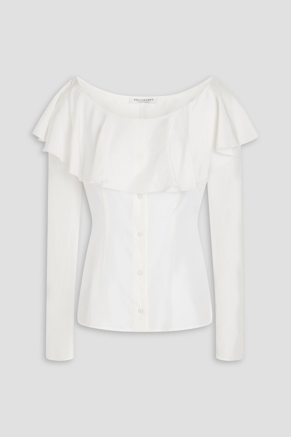 Philosophy Di Lorenzo Serafini Ruffled Silk Blouse In White