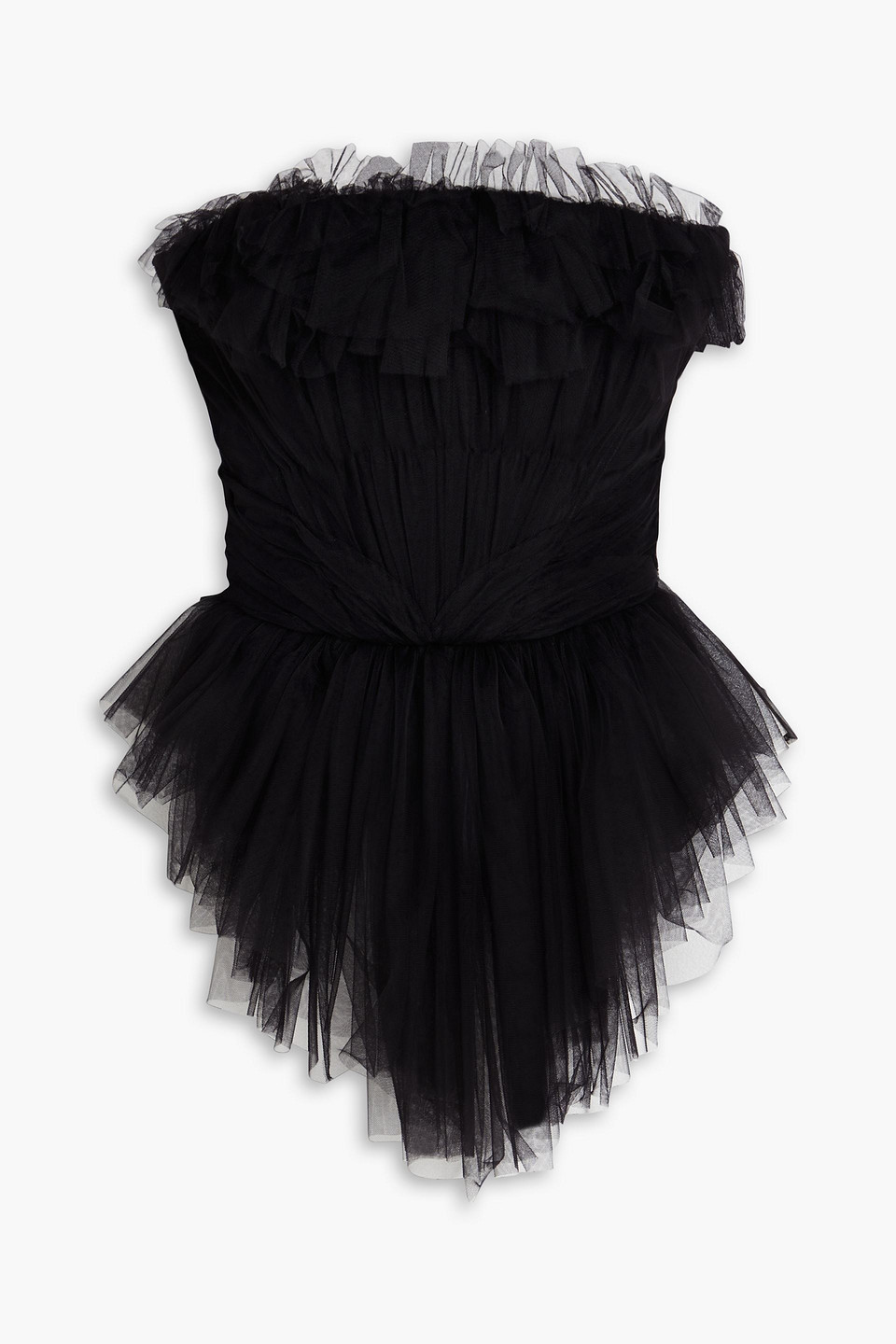 Philosophy Di Lorenzo Serafini Strapless Ruffled Tulle Bustier Top In Black