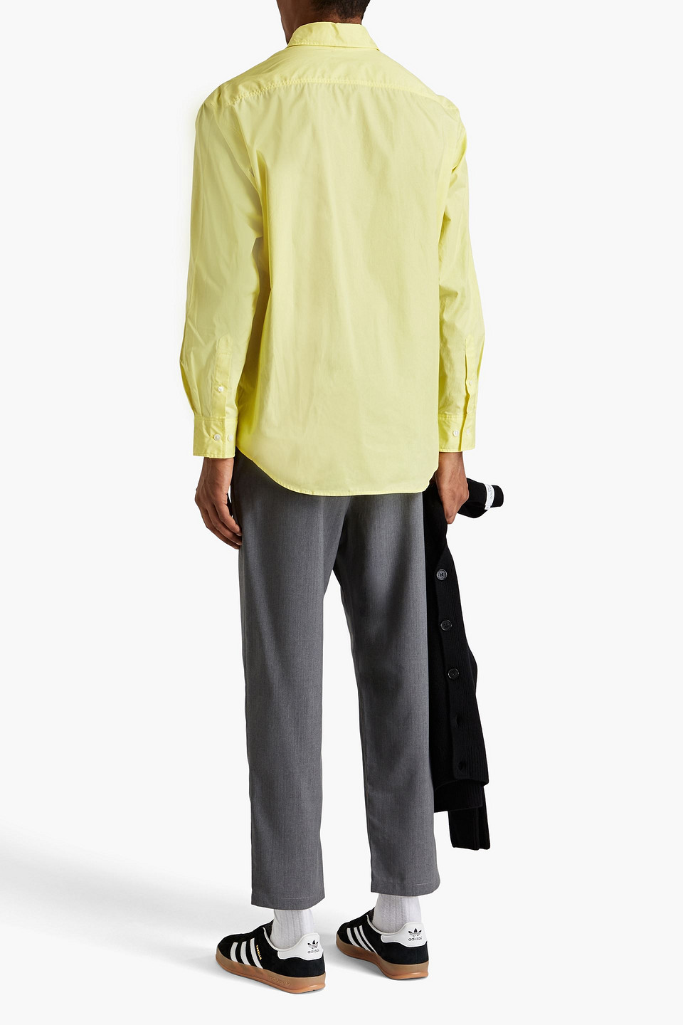 Shop Maison Kitsuné Appliquéd Cotton-poplin Shirt In Yellow