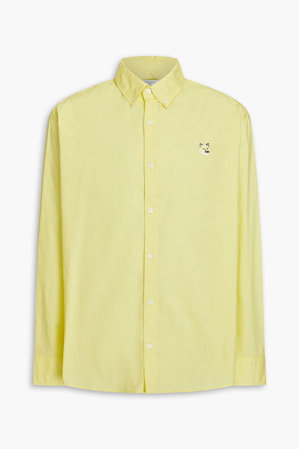 Maison Kitsuné Appliquéd Cotton-poplin Shirt In Yellow