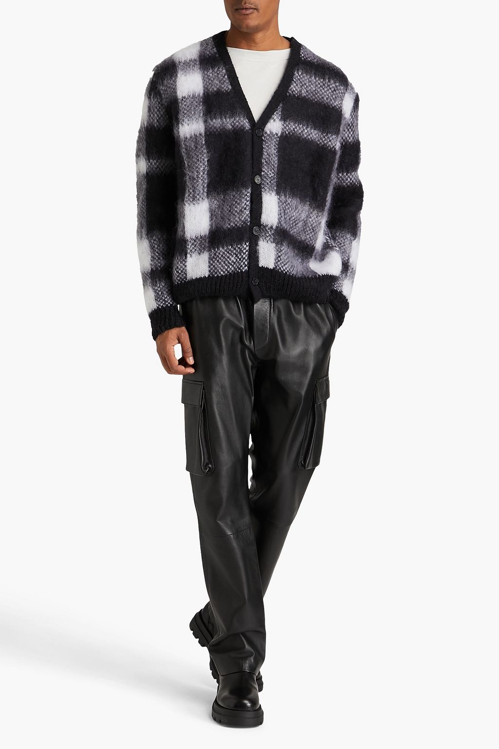 MAISON KITSUNÉ Checked mohair-blend cardigan